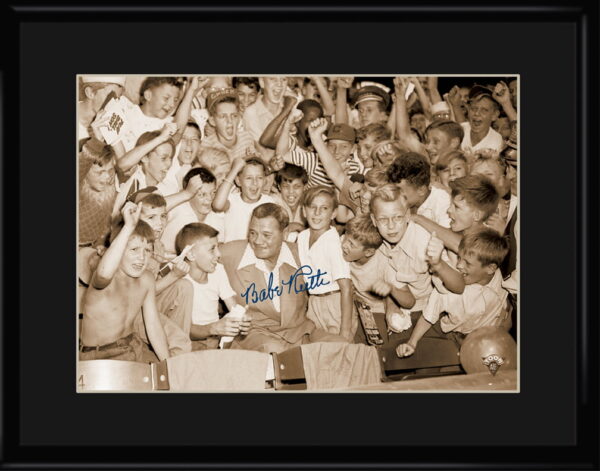 Lithograph - 11x14 Babe Ruth with kids in stadium-0