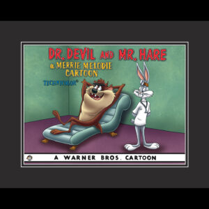 Dr. Devil and Mr. Hare - Bugs Bunny and Taz - Fine Art- Framed Lobby Card Giclee