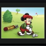 Mickey Golfing 11x14 Color Lithograph-0