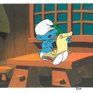 A Smurfs Original Production Cel of Clumsy with Hanna  Seal - Image 1