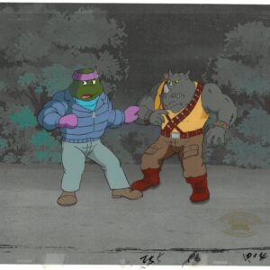 Donatello & Rocksteady -TMNT Original Production Cel with MWS Seal - Image 1