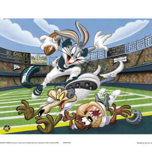 Fly Eagles Fly-Philadelphia Eagles and Bugs Bunny -Warner Bros. Lithograph- Framed - Image 2