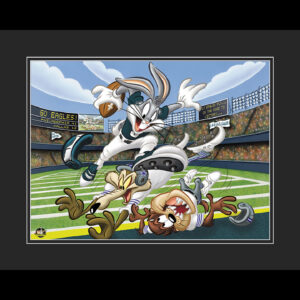 Fly Eagles Fly-Philadelphia Eagles and Bugs Bunny -Warner Bros. Lithograph- Framed - Image 1