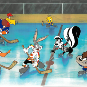 The Matchup - Looney Tunes/NHL Hand-Painted Prototype Cel - Flames vs Oilers
