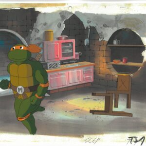 A TMNT Original Production Cel/Drawing with Michelangelo with Official MWS Seal