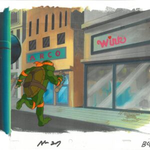A TMNT Original Production Cel with Michelangelo with Official MWS Seal