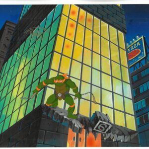 A TMNT Original Production Cel with Michelangelo with Official MWS Seal