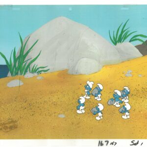 A Smurfs Original Multi-Cel Production Setup with Hanna-Barbera Seal