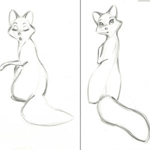 Vixey - 2 Original Production Drawings from the Walt Disney 1981 Movie "The Fox and the Hound"