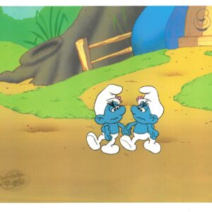 A Smurfs Original Production Cel includes Hanna-Barbera Seal and COA