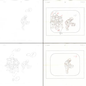 4 TMNT Original Production Drawings - April, Michelangelo, Raphael, Donatello, and Leonardo