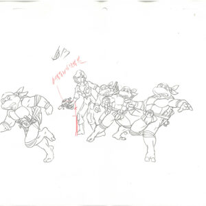4 TMNT Original Production Drawings - April, Michelangelo, Raphael, Donatello, and Leonardo - Image 3