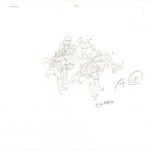 3 TMNT Original Production Drawings - April, Michelangelo, Raphael, Donatello, and Leonardo - Image 3