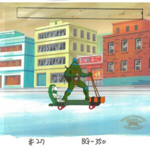 A TMNT Original Production Cel with Leonardo (MWS Seal)