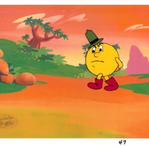 Pac-Man Original Production Cel with Matching Drawing and Official Hanna-Barbera Seal- 1982