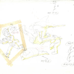 4 TMNT Original Production Drawings - Casey Jones, Leonardo, Raphael and Donatello - Image 5