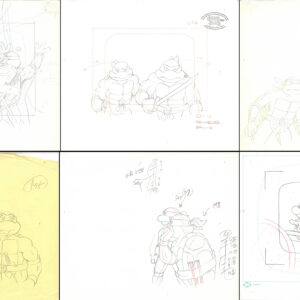 6 TMNT Original Production Drawings - Michelangelo, Raphael, Leonardo and Donatello