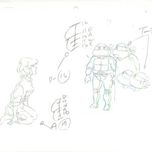 6 TMNT Original Production Drawings - April, Raphael, Leonardo, Michelangelo and Donatello - Image 6