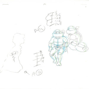 6 TMNT Original Production Drawings - April, Raphael, Leonardo, Michelangelo and Donatello - Image 5