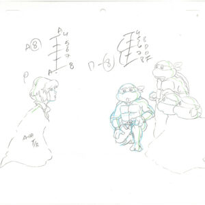 6 TMNT Original Production Drawings - April, Raphael, Leonardo, Michelangelo and Donatello - Image 4