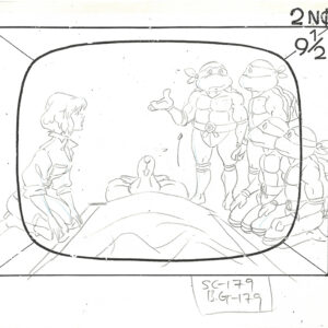 6 TMNT Original Production Drawings - April, Raphael, Leonardo, Michelangelo and Donatello - Image 3