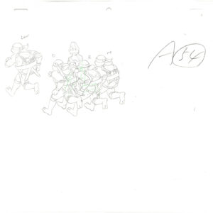 4 TMNT Original Production Drawings - April, Michelangelo, Raphael, Donatello, and Leonardo - Image 3