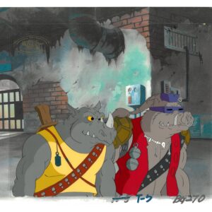 A TMNT Original Multi-Cel Production Set-Up of Rocksteady & Bebop with official MWS Seal