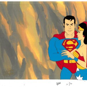 Super Friends Original Production Cel featuring Wonder Woman and Superman