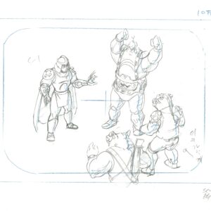 A TMNT Original Production Drawing - Featuring Shredder, Krang, Rocksteady and Bebop