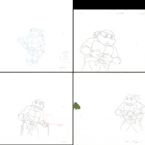 4 TMNT Original Production Drawings - Featuring Raphael, Donatello, Michelangelo & Leonardo
