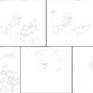 5 TMNT Original Production Drawings - Featuring April, Raphael & Donatello