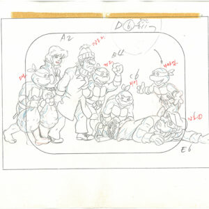 An TMNT Original Production Drawing - Featuring April, Raphael, Donatello, Michelangelo & Leonardo