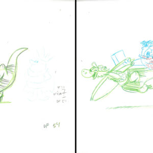 Flintstones -2 Original Production Drawings-Fred Flintstone & Dino