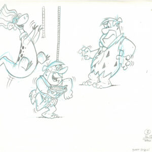 Flintstones -Signed Original Production Drawing-Dino, Fred & Barney - Troll Episode