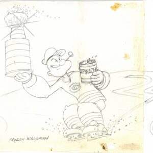 Popeye - Canadiens 24th- SIGNED NHL Hand-Painted L.E. Cel with Master Haind Painted Background -Waldman Signed Drawing - Image 3