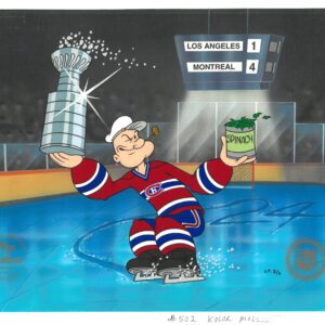 Popeye - Canadiens 24th- NHL Hand-Painted Kolor Model Cel with Lithograph Background & Matching Drawing Signed- Waldman