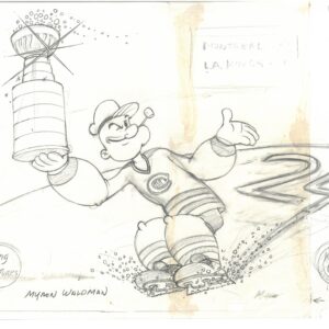 Popeye - Canadiens 24th- NHL Hand-Painted Kolor Model Cel with Lithograph Background & Matching Drawing Signed- Waldman - Image 3