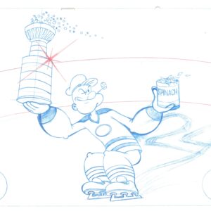 Popeye - Canadiens 24th- NHL Hand-Painted Kolor Model Cel with Lithograph Background & Matching Drawing Signed- Waldman - Image 4