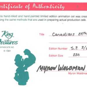 Popeye - Canadiens 24th- NHL Hand-Painted Kolor Model Cel with Lithograph Background & Matching Drawing Signed- Waldman - Image 5