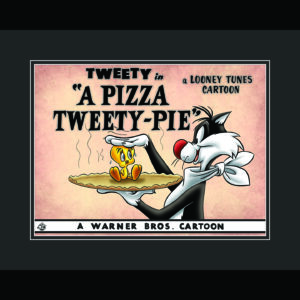 Pizza Tweety Pie - Friz Freleng Framed Fine Art Giclee - Tweety, Sylvester and Granny