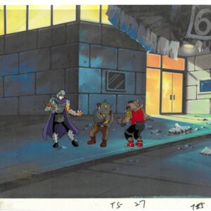 A TMNT Original Multi-Cel Production Set-Up of Shredder, Rocksteady & Bebop with MWS Seal