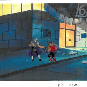 A TMNT Original Multi-Cel Production Set-Up of Shredder & Bebop with MWS Seal