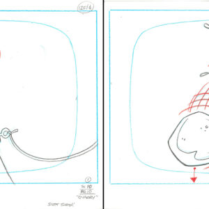 Flintstones - 2 Signed Original Production Drawings-Dino Flintstone - Quarry Episode