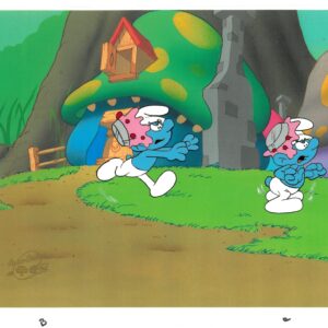 A Smurfs Original Production Cel includes Hanna-Barbera Seal and COA