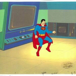 Super Friends Original Production Cel featuring Superman - Hanna-Barbera Seal (1985)
