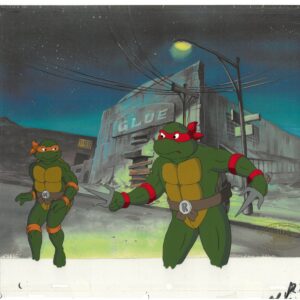 A TMNT Original Multi-Cel Production Set-Up & Matching Drawing-Michelangelo & Raphael with MWS Seal