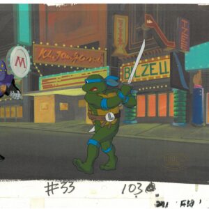 A TMNT Original Multi-Cel Production Set-Up & Matching Drawings-Henchmen & Leonardo with MWS Seal