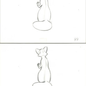 Vixey - 2 Original Production Drawings from the Walt Disney 1981 Movie "The Fox and the Hound"
