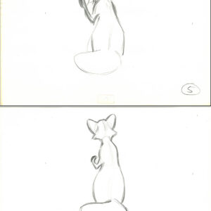 Vixey - 2 Original Production Drawings from the Walt Disney 1981 Movie "The Fox and the Hound"