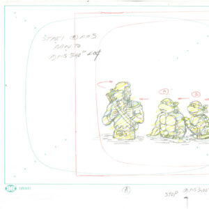 3 TMNT Original Production Drawings - Featuring Casey Jones, Raphael, Leonardo, Michelangelo & Donatello